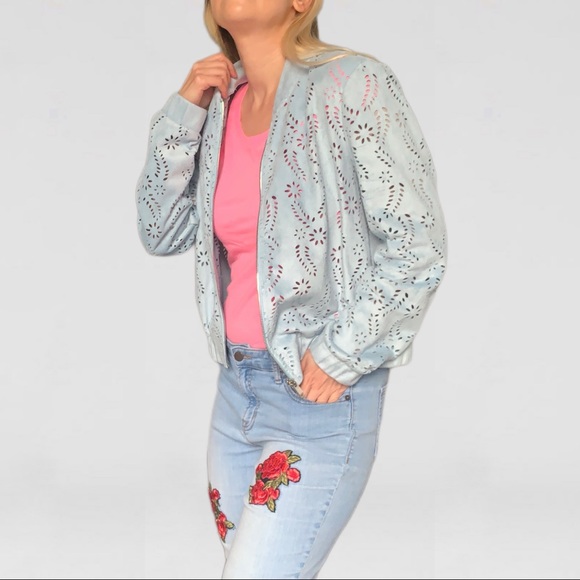 FOREVER 21 blue faux suede jacket s/m - Picture 4 of 11